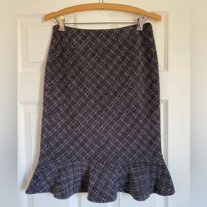 Y2K Express Black and White Plaid Trumpet Midi Skirt